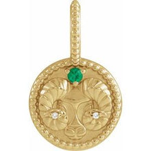 14K Yellow Natural Emerald & .005 CTW Natural Diamond Aries Charm/Pendant 88215:123:P