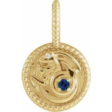 14K Yellow Natural Blue Sapphire & .0025 CTW Natural Diamond Capricorn Charm/Pendant 88215:137:P