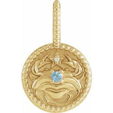 14K Yellow Natural Aquamarine & .0025 CTW Natural Diamond Cancer Charm/Pendant 88215:191:P