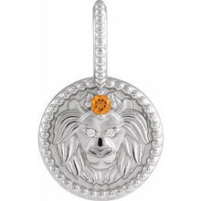 Sterling Silver Natural Citrine & .005 CTW Natural Diamond Leo Charm/Pendant 88215:171:P