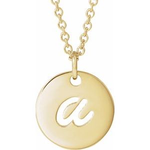 14K Yellow Script Initial A 16-18" Necklace  88227:176:P