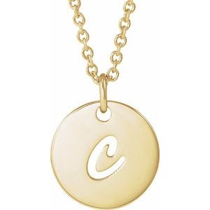 14K Yellow Script Initial C 16-18" Necklace  88227:198:P