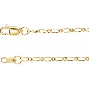 14K Yellow 1.5 mm Adjustable Figaro 16-18" Chain CH1219:105:P
