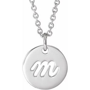 Sterling Silver Script Initial M 16-18" Necklace  88227:329:P