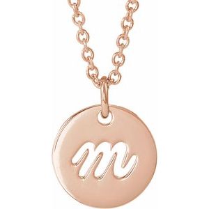 14K Rose Script Initial M 16-18" Necklace  88227:325:P