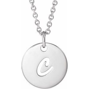 Sterling Silver Script Initial C 16-18" Necklace  88227:197:P