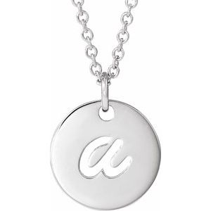 Sterling Silver Script Initial A 16-18" Necklace  88227:178:P