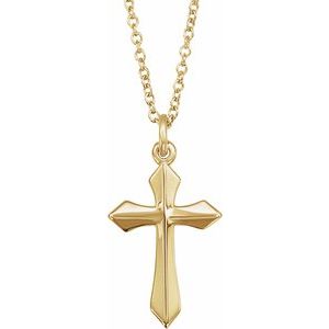 18K Yellow Gold-Plated Sterling Silver Cross 18" Necklace R41293:205:P
