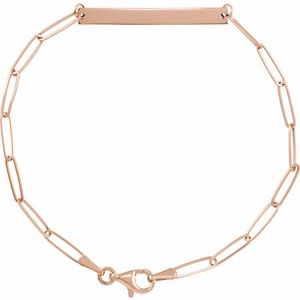 14K Rose Engravable Bar 7" Bracelet BRC903:102:P