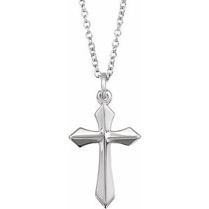 14K White Cross 18" Necklace R41293:100100:P