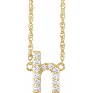 14K Yellow 1/8 CTW Natural Diamond Lowercase Initial H 16" Necklace 688936:121:P