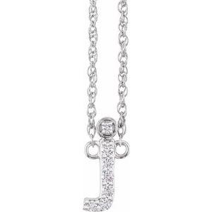 14K White .06 CTW Natural Diamond Lowercase Initial J 16" Necklace 688936:128:P