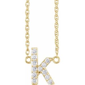 14K Yellow 1/8 CTW Natural Diamond Lowercase Initial K 16" Necklace 688936:130:P