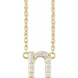 14K Yellow 1/10 CTW Natural Diamond Lowercase Initial N 16" Necklace 688936:139:P