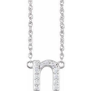 14K White 1/10 CTW Natural Diamond Lowercase Initial N 16" Necklace 688936:140:P