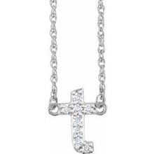 14K White .08 CTW Natural Diamond Lowercase Initial T 16
