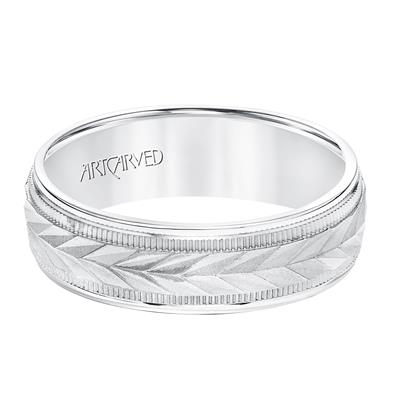 Low Dome Round Edge Carved Wedding Band