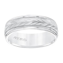 Low Dome Round Edge Carved Wedding Band