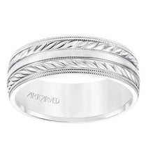 Low Dome Double Milgrain Edge Carved Wedding Band