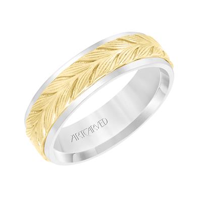 Flat Round Edge Carved Wedding Band