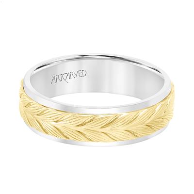 Low Dome Round Edge Carved Wedding Band