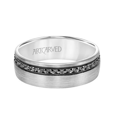 Low Dome Flat Edge Carved Wedding Band