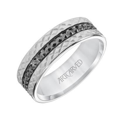 Flat Top Flat Edge Carved Wedding Band – AZZI Jewelers