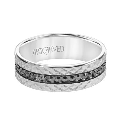 Flat Top Flat Edge Carved Wedding Band