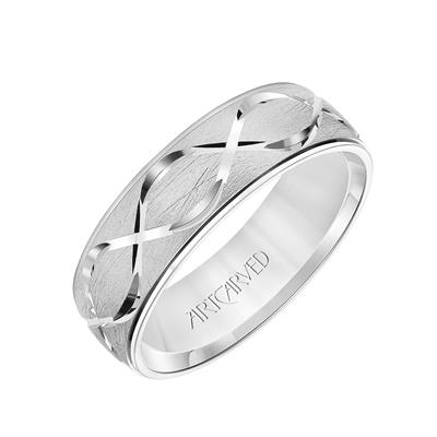 Low Dome Round Edge Carved Wedding Band