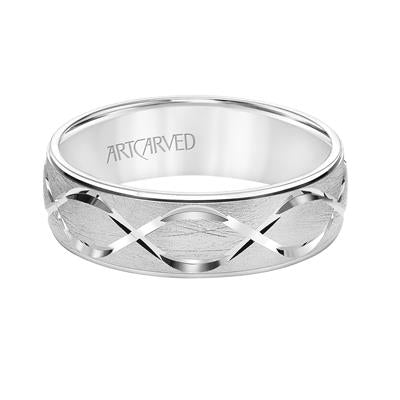 Low Dome Round Edge Carved Wedding Band