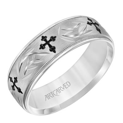 Low Dome Round Edge Carved Wedding Band