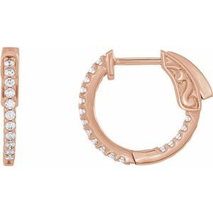 14K Rose 1/3 CTW Lab-Grown Diamond Inside-Outside 15.5 mm Hinged Hoop Earrings 650183:LG612:P