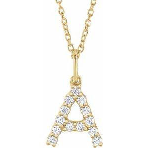 14K Yellow 1/5 CTW Lab-Grown Diamond Initial A 16-18" Necklace  688970:LG603:P