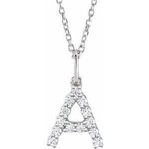 14K White 1/5 CTW Lab-Grown Diamond Initial A 16-18" Necklace  688970:LG604:P