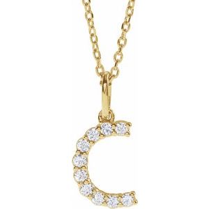14K Yellow 1/6 CTW Lab-Grown Diamond Initial C 16-18" Necklace  688970:LG615:P