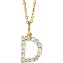 14K Yellow 1/4 CTW Lab-Grown Diamond Initial D 16-18