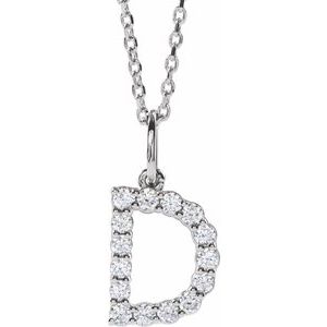 14K White 1/4 CTW Lab-Grown Diamond Initial D 16-18" Necklace  688970:LG622:P