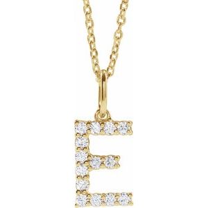 14K Yellow 1/5 CTW Lab-Grown Diamond Initial E 16-18" Necklace  688970:LG627:P