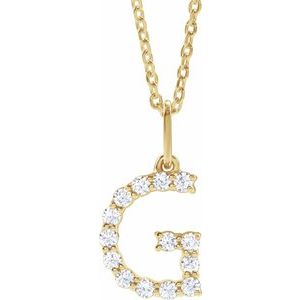 14K Yellow 1/5 CTW Lab-Grown Diamond Initial G 16-18" Necklace  688970:LG639:P