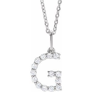 14K White 1/5 CTW Lab-Grown Diamond Initial G 16-18" Necklace  688970:LG640:P