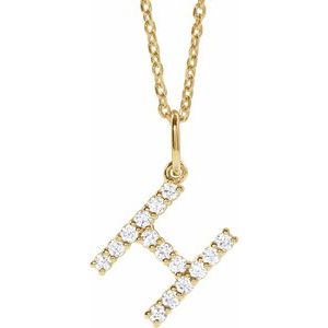 14K Yellow 1/5 CTW Lab-Grown Diamond Initial H 16-18" Necklace  688970:LG645:P
