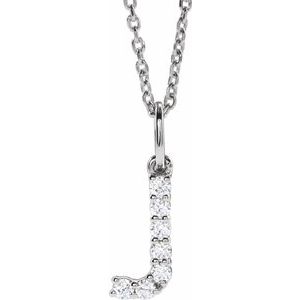 14K White 1/8 CTW Lab-Grown Diamond Initial J 16-18" Necklace  688970:LG658:P