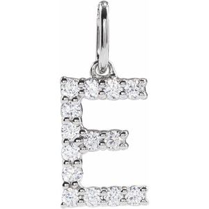 14K White 1/5 CTW Lab-Grown Diamond Initial E Pendant 688970:LG625:P