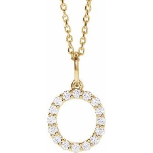 14K Yellow 1/4 CTW Lab-Grown Diamond Initial O 16-18" Necklace  688970:LG687:P