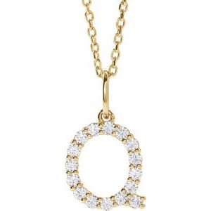 14K Yellow 1/4 CTW Lab-Grown Diamond Initial Q 16-18" Necklace  688970:LG699:P