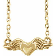 14K Yellow Heart with Angel Wings 18