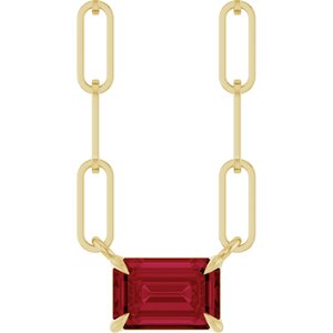 14K Yellow 6x4 mm Lab-Grown Ruby Solitaire 18" Necklace  88547:228:P