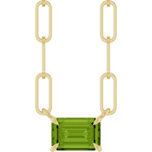 14K Yellow 6x4 mm Natural Peridot Solitaire 18" Necklace  88547:219:P