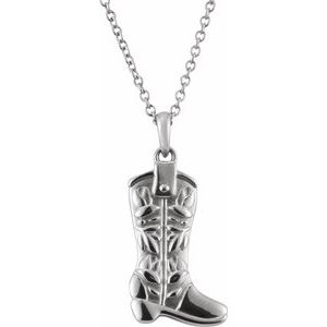 Sterling Silver Cowboy Boot 16-18" Necklace 88465:108:P