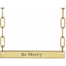 14K Yellow Engravable Bar 18